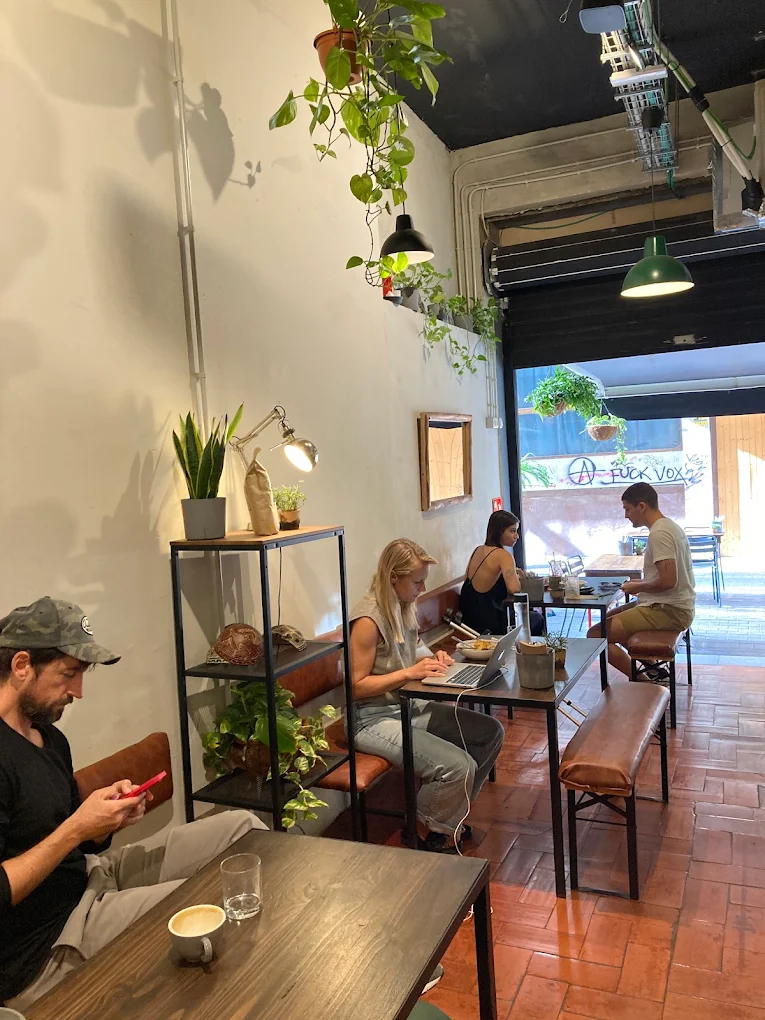 Working from a laptop-friendly café in Las Palmas, LUWAK